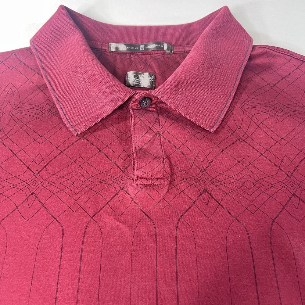 Men's Tiger Woods Wine Red Burgundy Short Sleeve Golf Performance Polo Shirt LRG